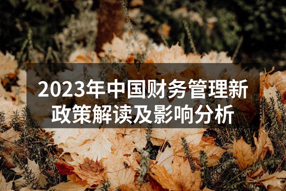 2023年中国财务管理新政策解读及影响分