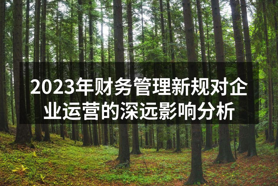 2023年财务管理新规对企业运营的深远影
